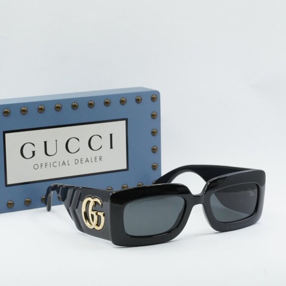 Gucci GG0811S 001 Rectangle Sunglasses - Black - Picture 11 of 14